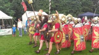 Roman Reenactment at the Amphitheatre in Caerleon Marching In [upl. by Allehs]