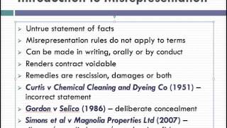 Misrepresentation Lecture 1 of 4 [upl. by Ringsmuth]